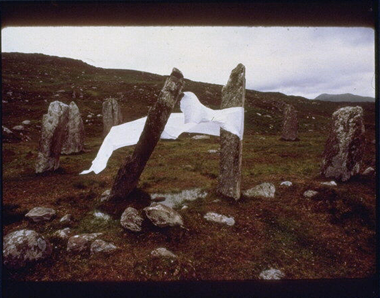 Paper Across the Portal Stones of the Drombohilly Circle, Ireland 1981